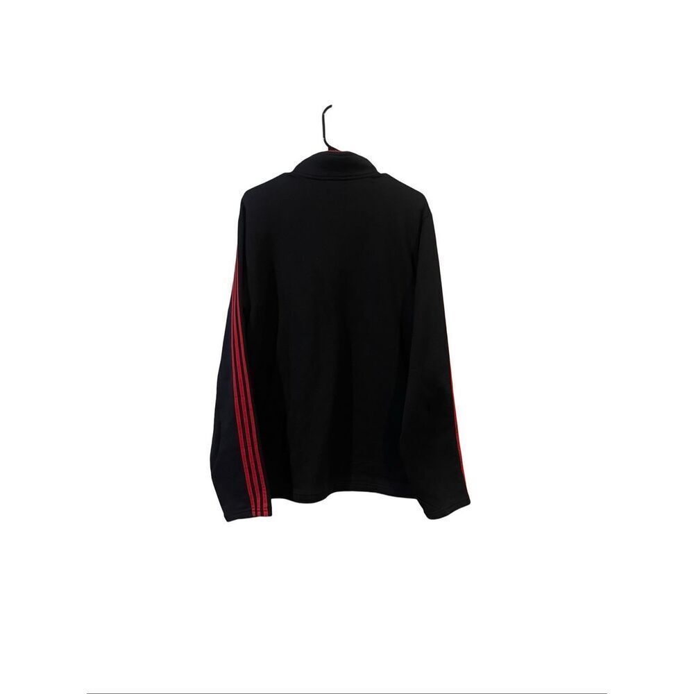 Adidas Mens Black Red Mock Neck Long Sleeve 1/4 Zip Athletic Sweatshirt Large